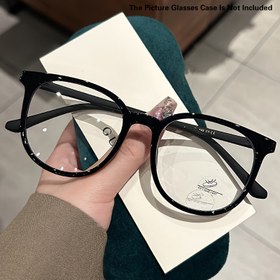 Resim Büyük Yuvarlak Çerçeve Şeffaf Lens Gözlük Retro Moda Dekoratif Gözlük Kadınlar Erkekler için Bilgisayar Gözlüğü 