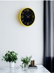 Resim 36 Cm Sarı Gold Rakamlı Duvar Saati Açık 