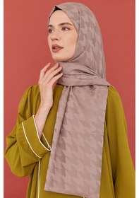 Resim Mirsoy Scarf Kazayağı Desen İpeksi Jakar Şal - Açık Vizon Açık Vizon 