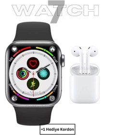 Resim GoMarkt Smart Watch 7 Series Akıllı Saat ve I12 Bluetooth Kulaklık Iphone ve Android Uyumlu Ikili Set 