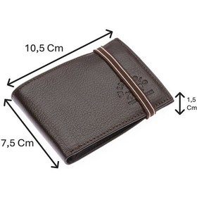 Resim Westpolo Hakiki Deri Kağıt Para Ve Bol Şeffaf Kart Bölmeli Lastikli Unisex Kartlık - Kahverengi Kahverengi 