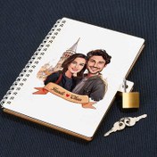 Resim Galata Kulesi ve Aşkımız Karikatürlü Kilitli Defter 