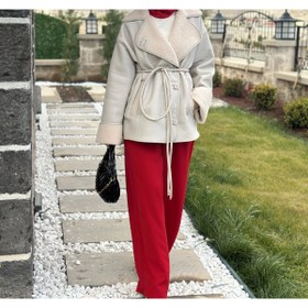 Resim OllaCollection Kışlık Deri Detaylı Mont Kaban 