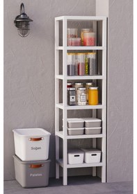 Resim 6 Katlı Banyo Düzenyelici Raf Mutfak Banyo Salon Çocuk Odası Düzenleyici Raf - Beyaz Beyaz 