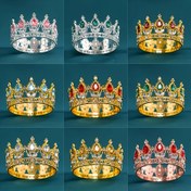 Resim Tek Altın Gümüş Gelinlik Düğün Taç - Vintage Tarzı Yuvarlak Kristal Taşlı Gelinlik Şapka, Çiçek Motifiyle Zarif Kek Üstü, Düğünler, Doğum Günleri ve Özel Günler İçin Şık Aksesuar, Düğün Aksesuarları, Zarif Aksesuar, Parlayan Süslemeler 