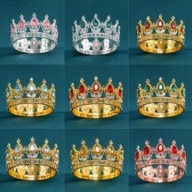 Resim Tek Altın Gümüş Gelinlik Düğün Taç - Vintage Tarzı Yuvarlak Kristal Taşlı Gelinlik Şapka, Çiçek Motifiyle Zarif Kek Üstü, Düğünler, Doğum Günleri ve Özel Günler İçin Şık Aksesuar, Düğün Aksesuarları, Zarif Aksesuar, Parlayan Süslemeler 