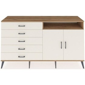 Resim Hyperion Konsol 2 Raflı 5 Çekmeceli 2 Kapaklı 176x44x99 Çam-aytaş Çam-aytaşı 
