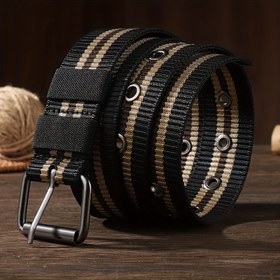 Resim 1 adet Erkek Pin Tokalı Delikli Kemer, Açık Hava Rahat Kot Pantolon Kemer, Hediye için İdeal Seçim 