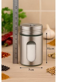 Resim Metal Tuzluk Biberlik Baharatlık 200 Ml Gri Gri 