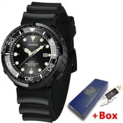 Resim Hanyang Tümü Siyah-Silikon Erkekler Için Yeni Lıge Silikon Izle 5ATM Spor Su Geçirmez Izle Tarih Kuvars Kol Saati Aydınlık Saat Erkek Saatler Reloj Hombre + Kutu (Yurt Dışından) 