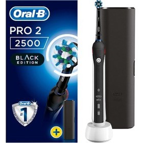 Resim Oral B Pro 2500 Şarj Edilebilir Diş Fırçası Cross Action Siyah + Seyahat Kabı 