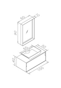 Resim Orka Craft 100 Cm Mdf Meşe-Mat Antrasit Banyo Dolabı Takımı Antrasit 