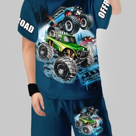 Resim Erkek Çocuklar İçin 3D Canavar Kamyon Baskılı Günlük Kıyafet - Kısa Kollu Tişört & Şort Takımı, Dayanıklı Polyester, Makinede Yıkanabilir, Yaz Oyunları İçin İdeal, Gençler İçin Günlük Giyim|Günlük Şort Takımı|Elastik Rahat Kalıp, Dış Mekanlar İçin Mükemmel 