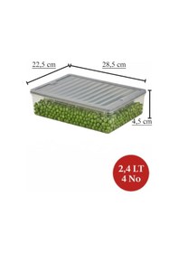 Resim 2,4 Lt Multi Saklama Kabı Difrize Uygun 12 Adet No:4 Şeffaf 