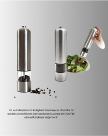 Resim Işıklı Pilli Baharat Değirmeni Taze Ve Pratik Öğütme - Lisinya Çok Renkli 