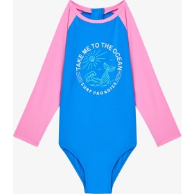 Resim Açık Pembe Kız Çocuk Ocean Uv Korumalı Uzun Kollu Mayo 