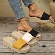 Resim Kadınlar İçin Şık Düz Renk Moda Terlikler - Yazlık Topuklu Sandaletler, Elastik Bantlı Açık Burun, Rahat EVA Taban, Siyah/Bej/Sarı Renklerde Mevcut 