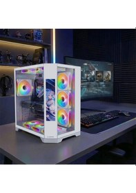 Resim Nova 9.16'' Lcd Ekranlı Hub+kumanda Beyaz 7x12cm Argb Fan+kumanda Gaming Oyuncu Kasası 