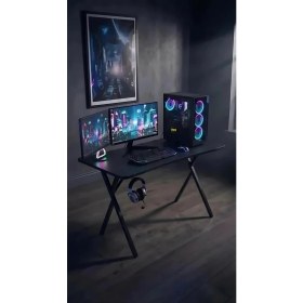 Resim Hey Modüler Mobilya 110 cm Gaming2 Profesyonel Oyuncu Masası Siyah Tabla, Siyah Metal Ayaklı Hey Gaming2 