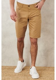 Resim Ac&Co / Altınyıldız Classics Erkek Camel Slim Fit Dar Kesim Armürlü %100 Pamuk Casual Chino Şort 4A0222200007Cml46 Camel 