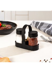 Resim Porsima 00467 Siyah Drop 2 Li Standlı Tuzluk Biberlik Seti - 100ml Siyah 