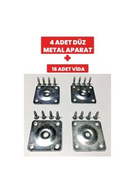 Resim 50x50 M8 Sehpa Ayak Bağlantı Sac Aparatı Düz 4 Adet 16 Adet Vida 