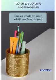 Resim Kalemlik Masa Kalemliği Organizer Kalemlik Altın Renk Model 82 Çok Renkli 