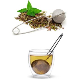 Resim Ciyeska Paslanmaz Çelik Maşalı Çay Süzgeci - Bitki Çayı Demleme Süzgeci ve Un , Kakao , Pudra Şekeri Eleği 