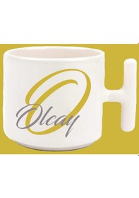 Resim Kişiye Özel O Harfli Ve İsimli Gold Gri T Kulplu Baskılı Kupa Bardak 