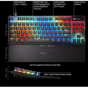 Resim Steelserıes Apex Pro Tkl Gen 3 Mekanik Kablolu Gaming Q Klavye - Uk 
