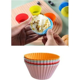 Resim Silikon Muffin Kalıbı - Sürekli Kullanım Muffin Kek Kalıbı 6 Adet Çok Renkli 