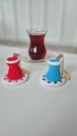 Resim Turanyum Türkistan Çayı Örgü Amigurumi Anahtarlık Hediyelik Mavi 