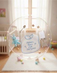 Resim Babix Ablam Beni Çok Seviyoo Yazılı Mama Önlüğü Mavi 