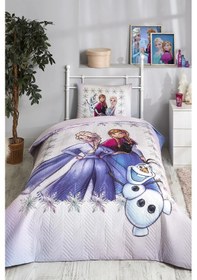 Resim Özdilek Frozen Frosted Tek Kişilik Disney Lisanslı Lastikli Çarşaf Kapitone Çocuk Nevresim Takımı 