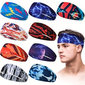 Resim 1 adet Uniseks Spor Saç Bandı - Koşu, Yoga, Jimnastik için Şimşek Çakması ve Soyut Tasarımlarla Ter Emici Bant - Esnek Polyester-Spandeks Karışımı, Erkekler ve Kadınlar için Nefes Alabilen Kaymaz Egzersiz Başlığı, Koşu Ekipmanı | Canlı Başlık | Ter Emici Kumaş, Egzersiz Başlığı 