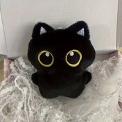 Resim 1 Adet Karikatür Kedi Peluş Oyuncak - Siyah & Sarı Detaylar, Yumuşak ve Kabarık Malzeme, Pil Gerekmez, Evcil Kediler için İnteraktif Oyun, Dayanıklı Çiğnemeye Dirençli İç/Dış Mekan Eğlencesi 