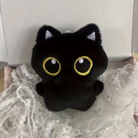 Resim 1 Adet Karikatür Kedi Peluş Oyuncak - Siyah & Sarı Detaylar, Yumuşak ve Kabarık Malzeme, Pil Gerekmez, Evcil Kediler için İnteraktif Oyun, Dayanıklı Çiğnemeye Dirençli İç/Dış Mekan Eğlencesi 