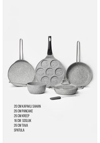 Resim You 7 Parça Granit Kahvaltı Seti Gri 