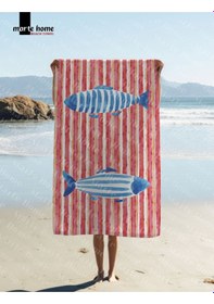 Resim Marte Home Baskılı Plaj Havlusu Kırmızı 