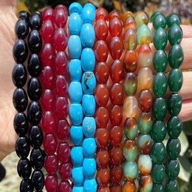 Resim 8x12mm(0.315*0.472inç) 31 adet Renkli Akik Kalsedon Pirinç Şekilli Yuvarlak Boncuklar Takı Yapımı DIY Bilezik ve Kolye Aksesuarları için 