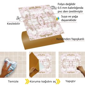 Resim Kendinden Yapışkanlı Kesilebilir Mermer 012 Desenli Pvc Karo 30X30 cm (33 Adet) 3m2 