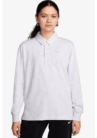 Resim Nike Essential Oversized Ls Polo Women's Sweatshirt Kadın Oversize Polo Yaka Sweatshirt Kırık Beyaz Kırık Beyaz 