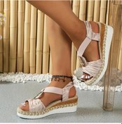 Resim Pembe Yeni Kama Platform Sandaletler Moda Metal Süslenmiş Balıksırtı Plaj Sandaletleri Kadınlar İçin Pembe 