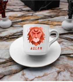 Resim Aslan Burcu Tasarım Süblimasyon Türk Kahvesi Fincanı (548788288) 