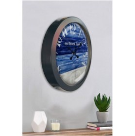 Resim Bahat Salon Ofis Duvar Saati Gri Metal Çerçeve 36 Cm 