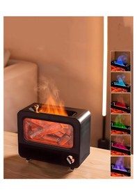 Resim Alev Efektli Retro Hava Nemlendirici Odun Çıtırtı Sesli Aroma Difüzörü Ultrasonik Buhar Makinesi 