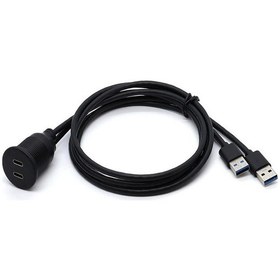 Resim 1m Çift Type-c 3.0 Dişi Usb'ye Bir Erkek Araba Su Geçirmez Kablo Modifiye Panel Uzatma Kablosu 