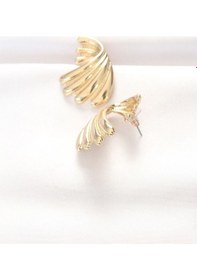 Resim Gold Renk Işınsal Formlu Yelpaze Model Modern Küpe Renkli 