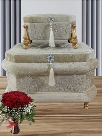 Resim Hasret Çeyiz Söz Nişan Bohça Gelin Damat Çeyiz Sandık 2li 0437c 