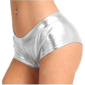 Resim Novahub Mavi Kadın Moda Parlak Suni Deri Düşük Bel Sıcak Şort Pantolon Dans Övgüler Festivaller Kostümleri İçin Mavi - S Mavi 